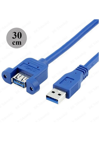 USB 3.0 Panel Tipi Erkek Dişi Uzatma Kablosu - Panel Mount - 30CM