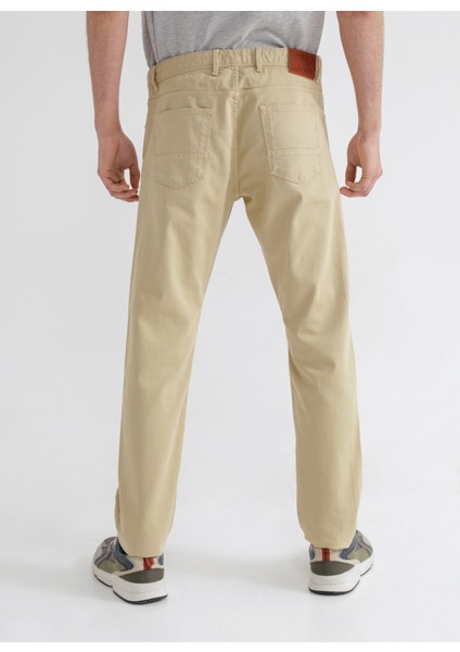 Normal Bel Slim Paça Bej Erkek Chino Pantolon Desta