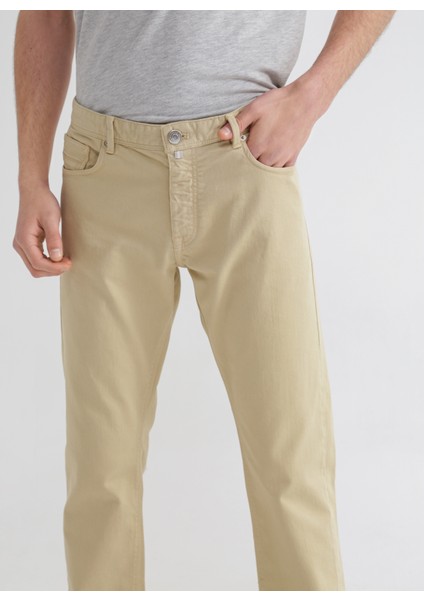 Normal Bel Slim Paça Bej Erkek Chino Pantolon Desta