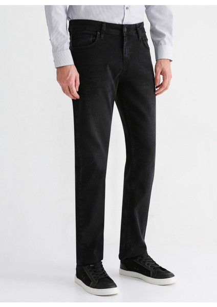 Siyah Erkek Normal Slim Fit Denim Pantolon AKA 3 modelleri