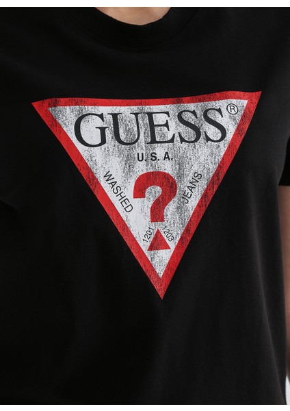 Bisiklet Yaka Siyah Kadın T-Shirt W2BI69K8FQ1JBLK