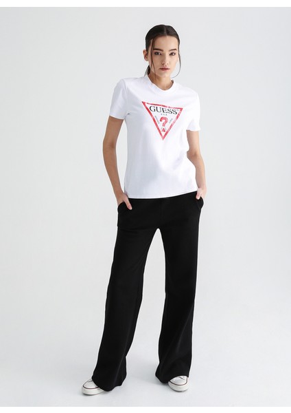 Bisiklet Yaka Beyaz Kadın T-Shirt W2BI69K8FQ1G011 fırsatları