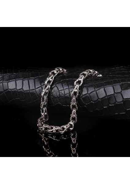 925 Ayar Gümüş Örgü Desen Motifli Erkek Bileklik