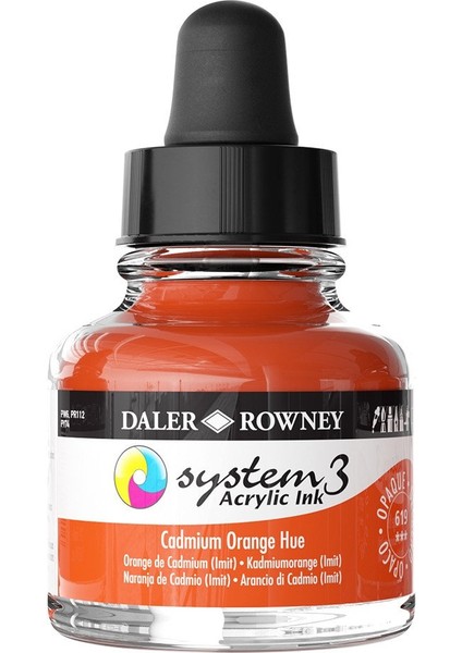 System 3 Sıvı Akrilik Mürekkep Boya 29.5ml 619 Cadmium Orange Hue