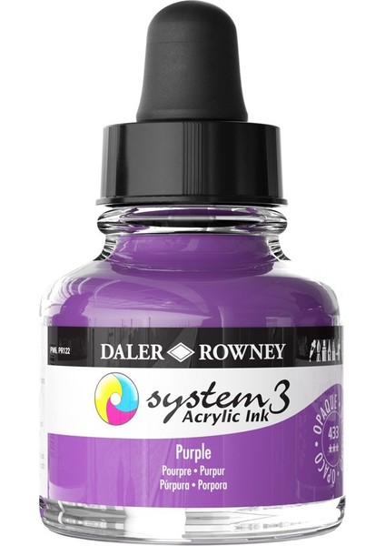 System 3 Sıvı Akrilik Mürekkep Boya 29.5ml 433 Purple