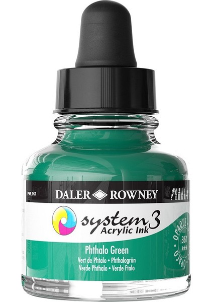 System 3 Sıvı Akrilik Mürekkep Boya 29.5ml 361 Phthalo Green