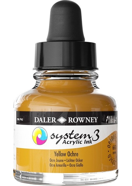 System 3 Sıvı Akrilik Mürekkep Boya 29.5ml 663 Yellow Ochre