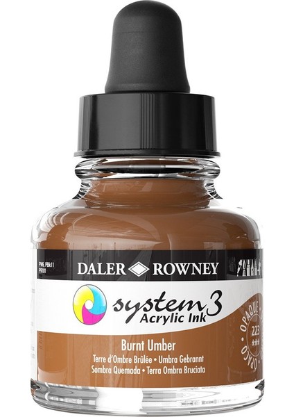 System 3 Sıvı Akrilik Mürekkep Boya 29.5ml 223 Burnt Umber