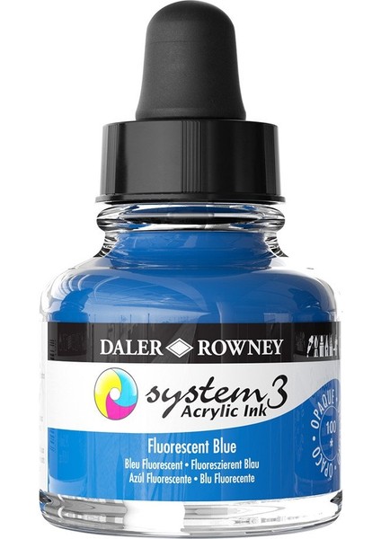System 3 Sıvı Akrilik Mürekkep Boya 29.5ml 100 Flourecent Blue