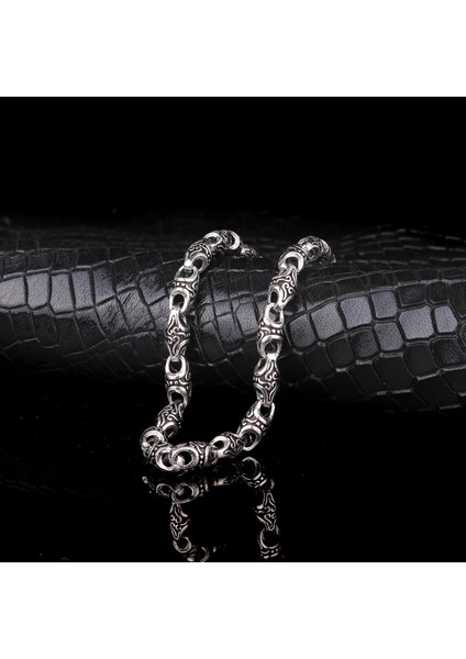 925 Ayar Gümüş Desen Motifli Erkek Bileklik