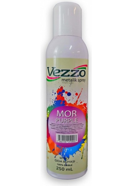 Metalik Yenilebilir Sprey Mor 250 ml