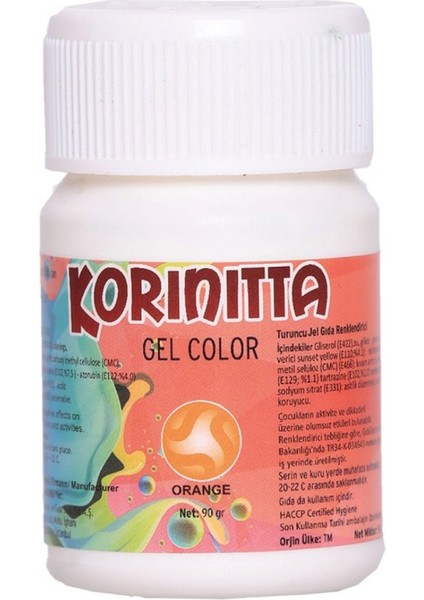 Jel Su Bazlı Gıda Boyası Turuncu 90GR
