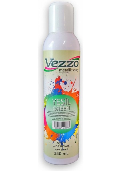 Metalik Yenilebilir Sprey Yeşil 250 ml
