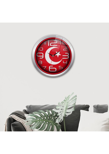 Cam Saat | Türk Bayrağı | ÇAP40CM