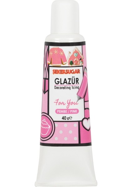Süsleme Glazürü Pembe 40 gr