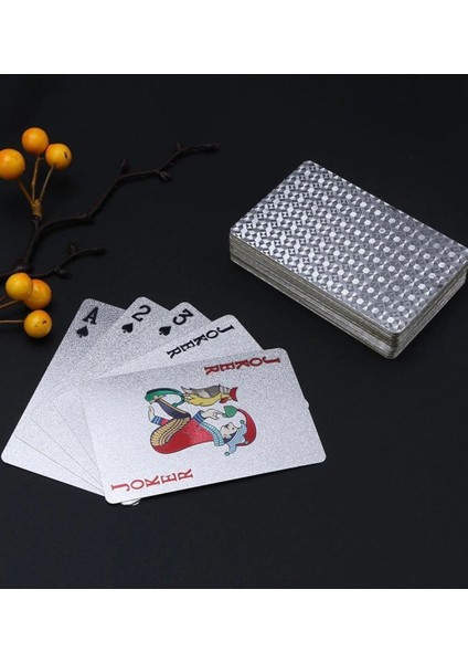 Gümüş Kaplama Plastik Iskambil Oyun Kartı