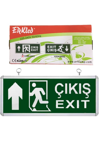 ERK6005 3 WATT LEDLİ ACİL ÇIKIŞ ŞARJLI EXIT LEVHASI (İLERİ)