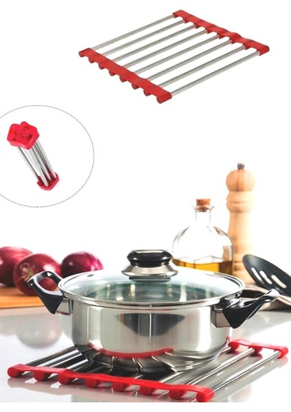 Katlanabilir Silikon Metal Tencere Tava Altlığı Metal Nihale