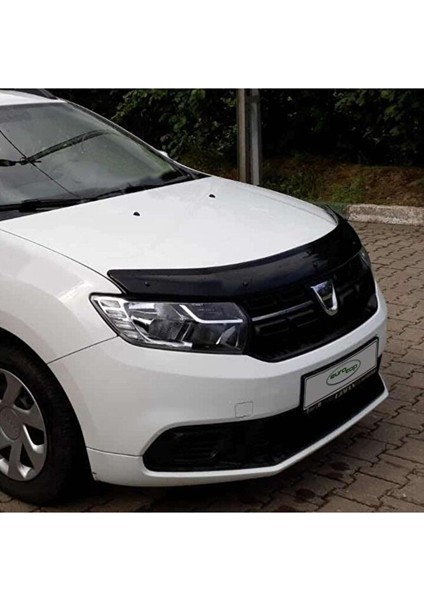 Dacia Logan Mcv Ön Kaput Koruma Rüzgarlığı 3mm Akrilik (Abs) Parlak Siyah Deflektör 2014->