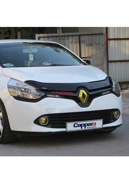 Renault Clio 4 Ön Kaput Koruma Rüzgarlığı 3mm Akrilik (Abs) Parlak Siyah Deflektör 2012-2020