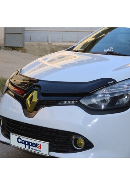 Renault Clio 4 Ön Kaput Koruma Rüzgarlığı 3mm Akrilik (Abs) Parlak Siyah Deflektör 2012-2020