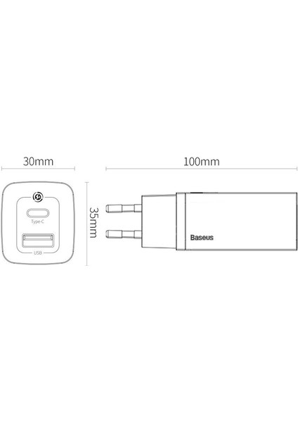 Pd3.0, Qc4 Type-C ve USB Ultra Hızlı 65W Şarj Cihazı Başlığı Macbook Laptop Şarj Başlığı