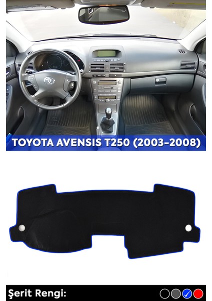 Toyota Avensıs T250 (2003-2008) 3D Torpido Koruma Kılıfı - Ön Göğüs Kaplama - Mavi Şerit