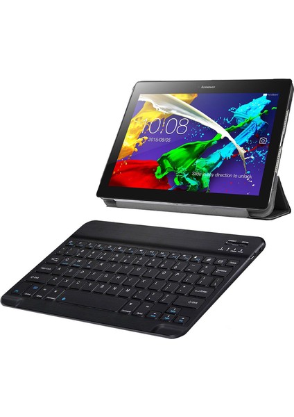 Lenovo Tab 2 A10-70 2in1 Set Delüx Leather Standlı Kılıf + Bluetooth Klavye - AL8108
