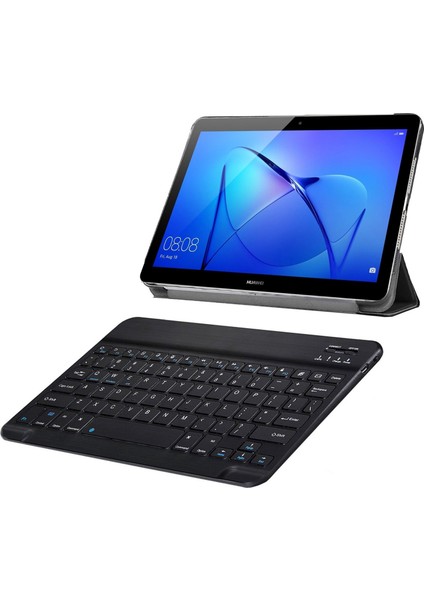 Huawei Mediapad T3 10 9.6'' Tablet 2in1 Set Delüx Leather Standlı Kılıf + Bluetooth Klavye - AL8108