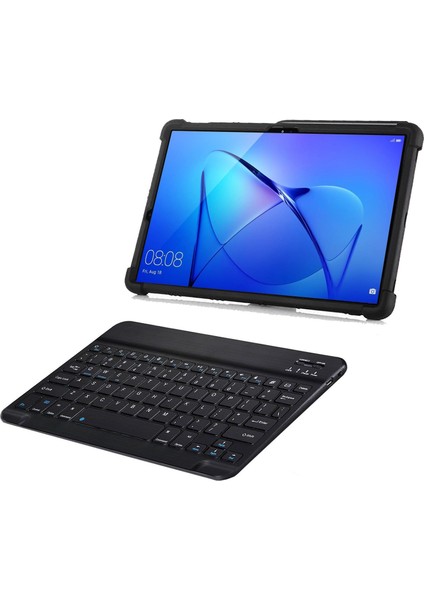 Huawei Mediapad T5 10.1 Inch 2in1 Set Standlı Silikon Kılıf + Bluetooth Klavye - AL8107