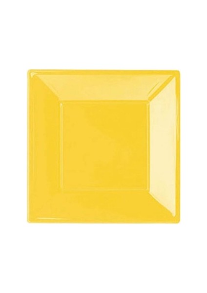 Sarı Kare Plastik Tabak 17 cm 8 Li