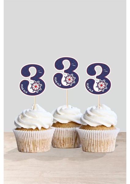 Dinazor Temalı * 3 (Üç) Yaşında Cupcake Süsü '10LU