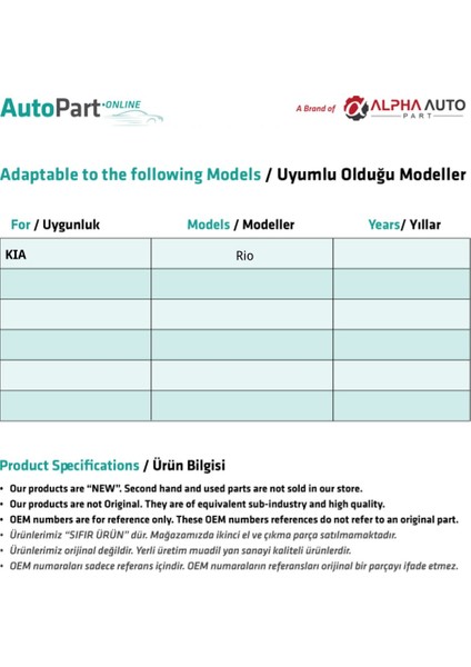 Kia Rio Için Içten Açma Teli