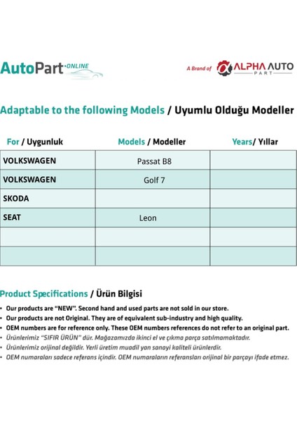 Volkswagen Passat B8, Golf 7, Skoda Seat,Leon için Cam Açma Düğme-SET