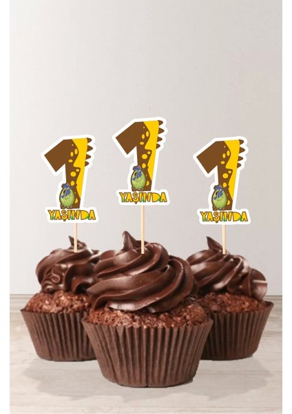 Dinazor Temalı * 1 (Bir) Yaşında Cupcake Süsü '10LU fiyatları