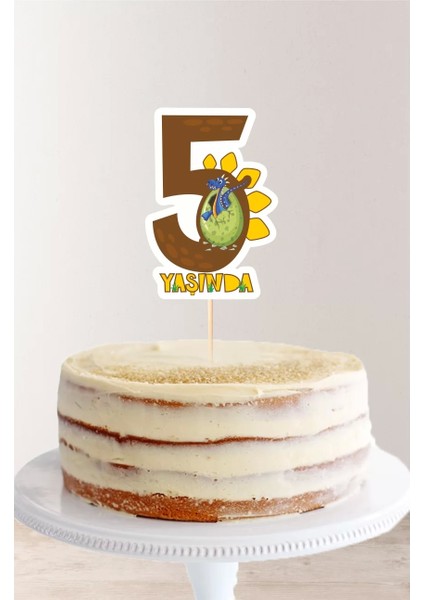 Dinazor Temalı 5 Yaşında (Beş) Pasta Süsü *kalın Kağıt