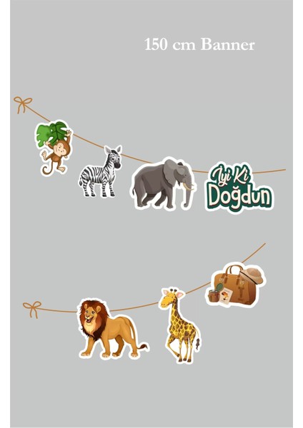 Safari Temalı Büyük Banner *kalın Kağıt 150CM fiyatları