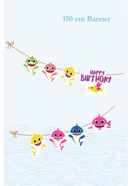 Baby Shark Temalı Büyük Banner *kalın Kağıt 150CM fiyatları