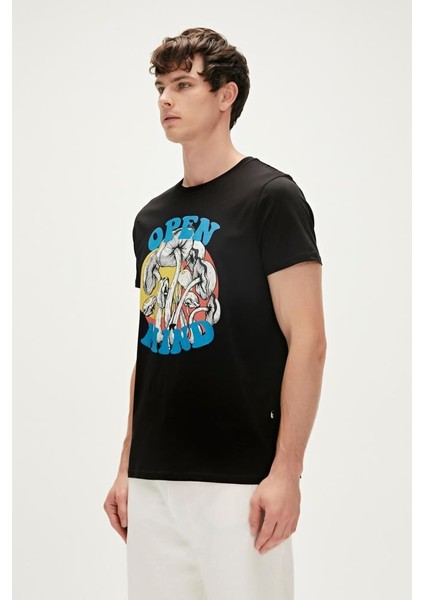 OPEN MIND T-SHIRT Siyah Erkek T-Shirt 23.01.07.014-C01 fiyatları