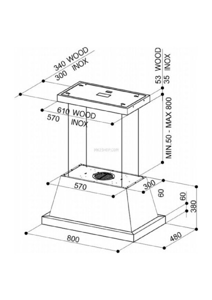 Ev8 Wh Matt F80 Sc Dav.inox Çerçeve Ada Davlumbaz