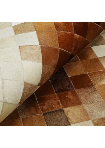 Siyah Dana Derisi Patchwork Halı 170 x 240 cm