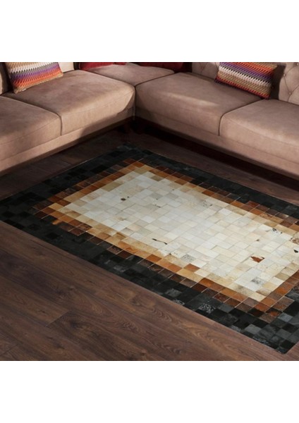 Siyah Dana Derisi Patchwork Halı 170 x 240 cm