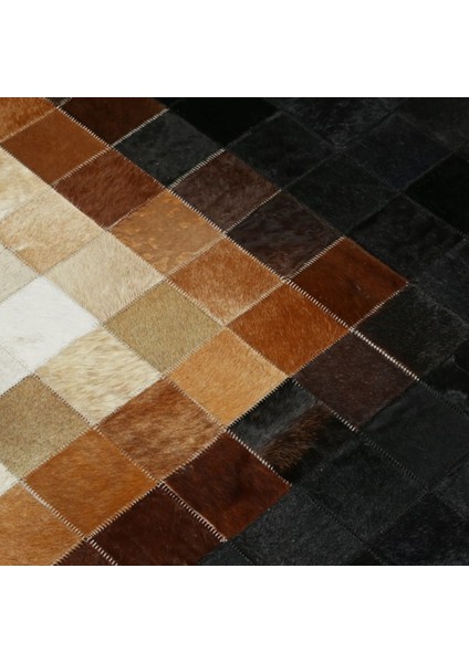 Siyah Dana Derisi Patchwork Halı 170 x 240 cm