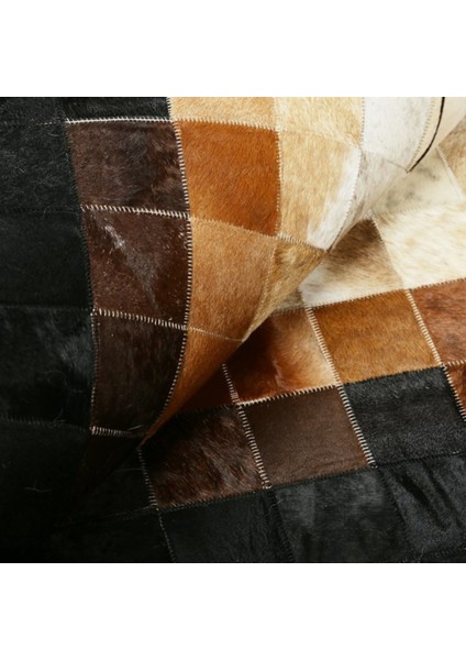 Siyah Dana Derisi Patchwork Halı 170 x 240 cm
