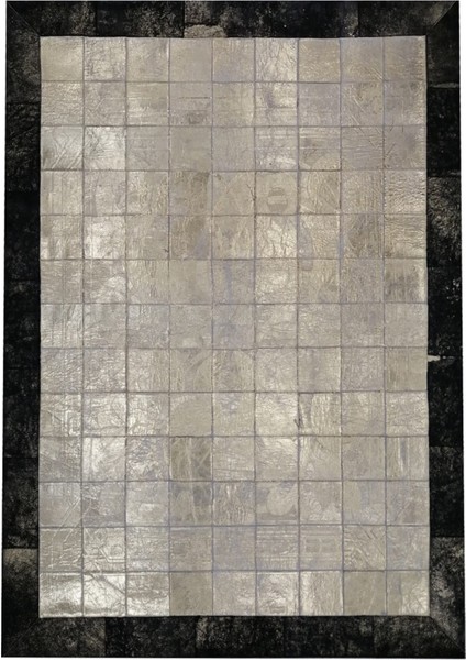 Altın Varaklı Dana Derisi Patchwork Halı 170 x 240 cm