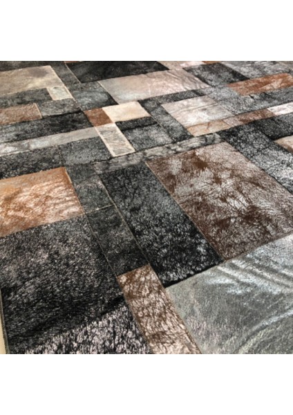 Varaklı Patchwork Doğal Dana Derisi Halı 80 x 150 cm