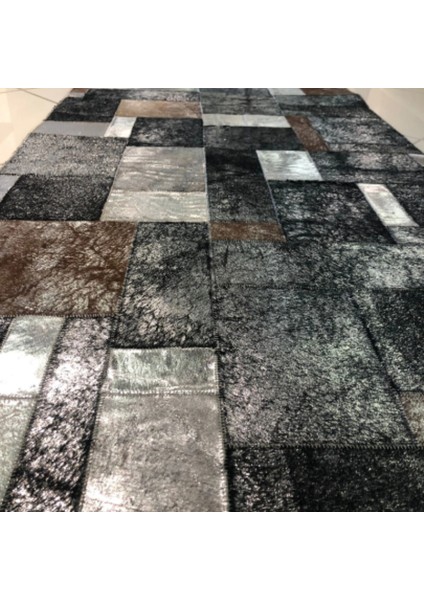 Varaklı Patchwork Doğal Dana Derisi Halı 80 x 150 cm