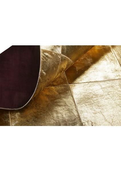 Altın Varaklı Dana Derisi Patchwork Halı 170 x 240 cm fırsatları