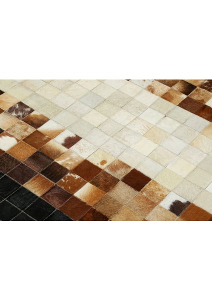 Siyah & Karamel Rengi Doğal Dana Derisi Patchwork Halı 120 x 180 cm modelleri