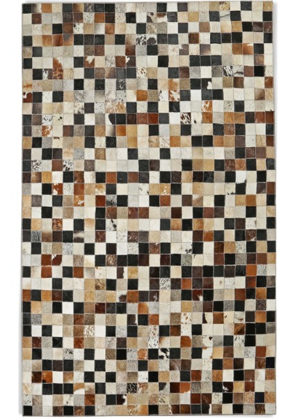 Çok Renkli Doğal Dana Derisi Patchwork Halı 120 x 180 cm